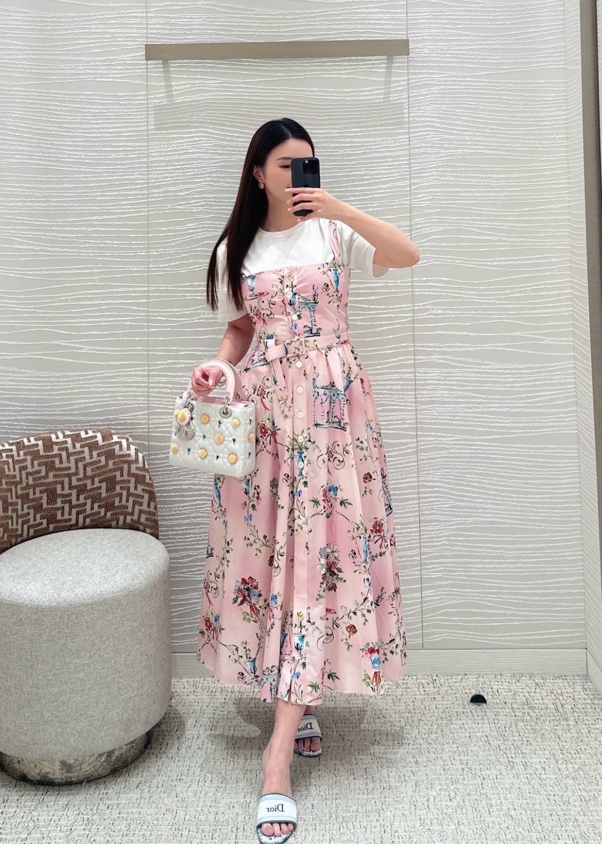 CD New Printed Spaghetti Strap Dress
