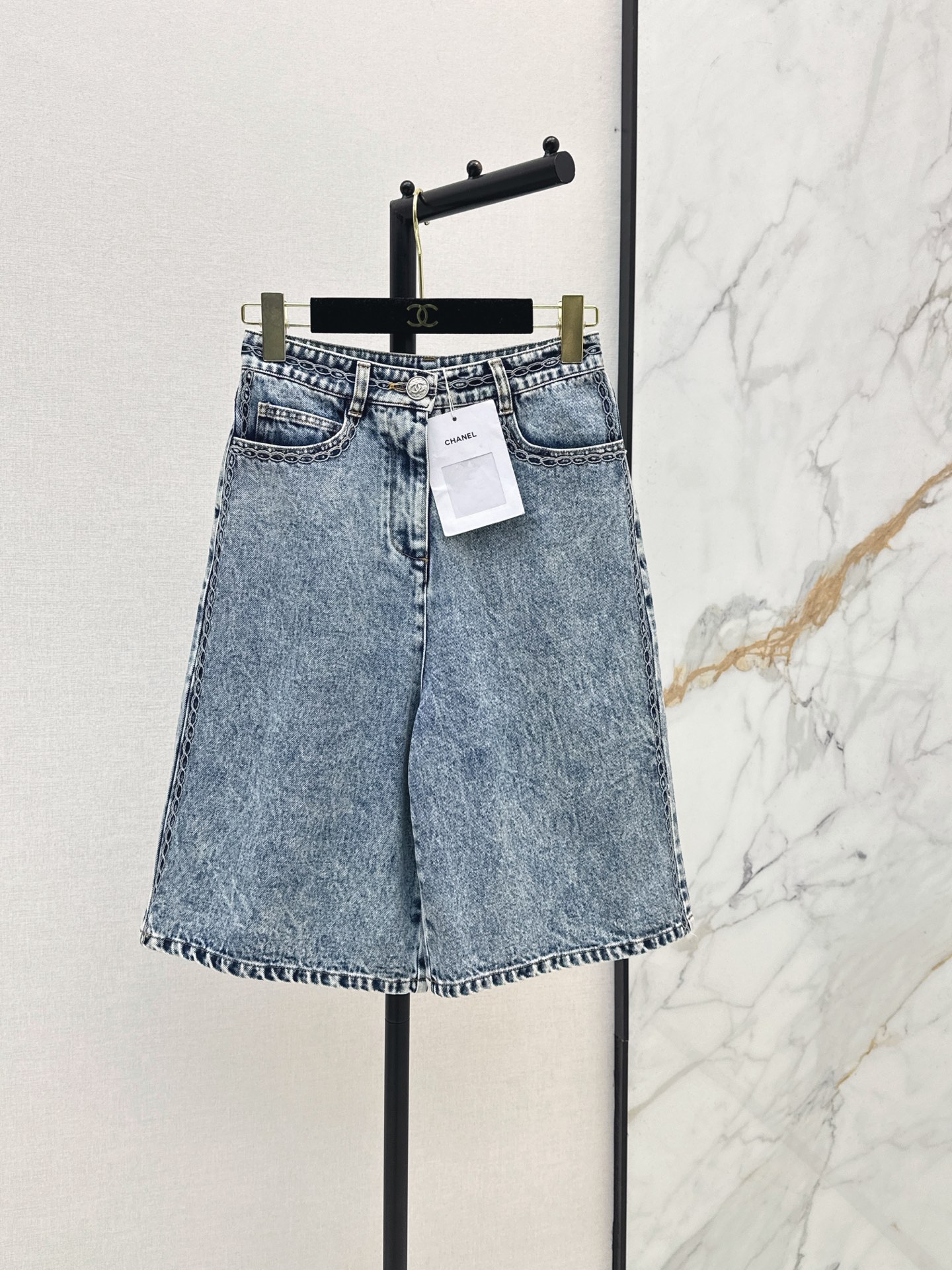 Chan New embroidered denim shorts