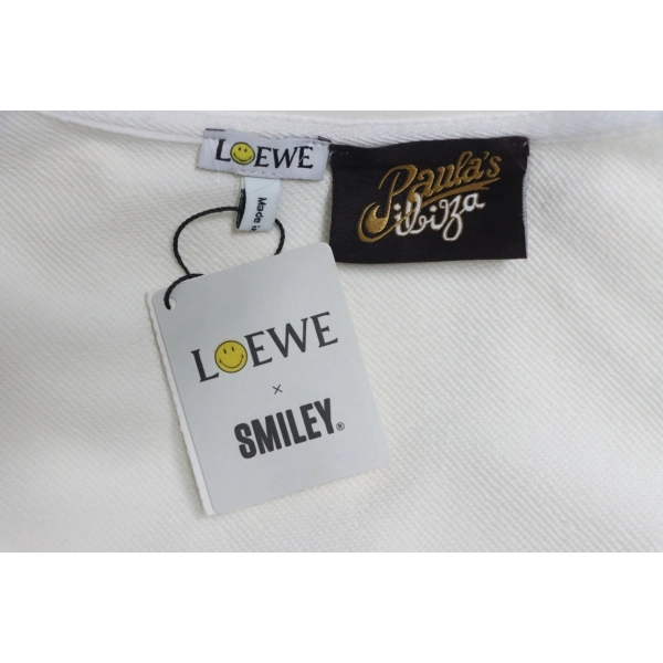 Loewe Hollowed-out Smiling Round-neck Hoodie White