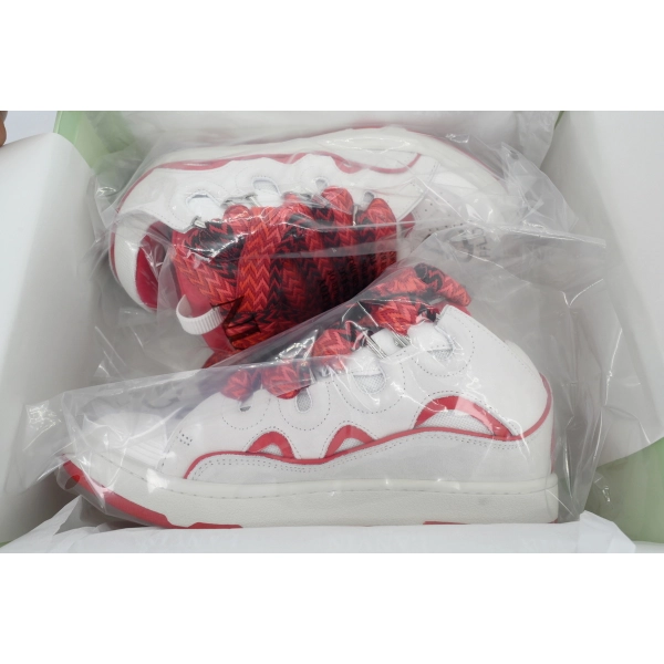 Lanvin Leather Curb White Red
