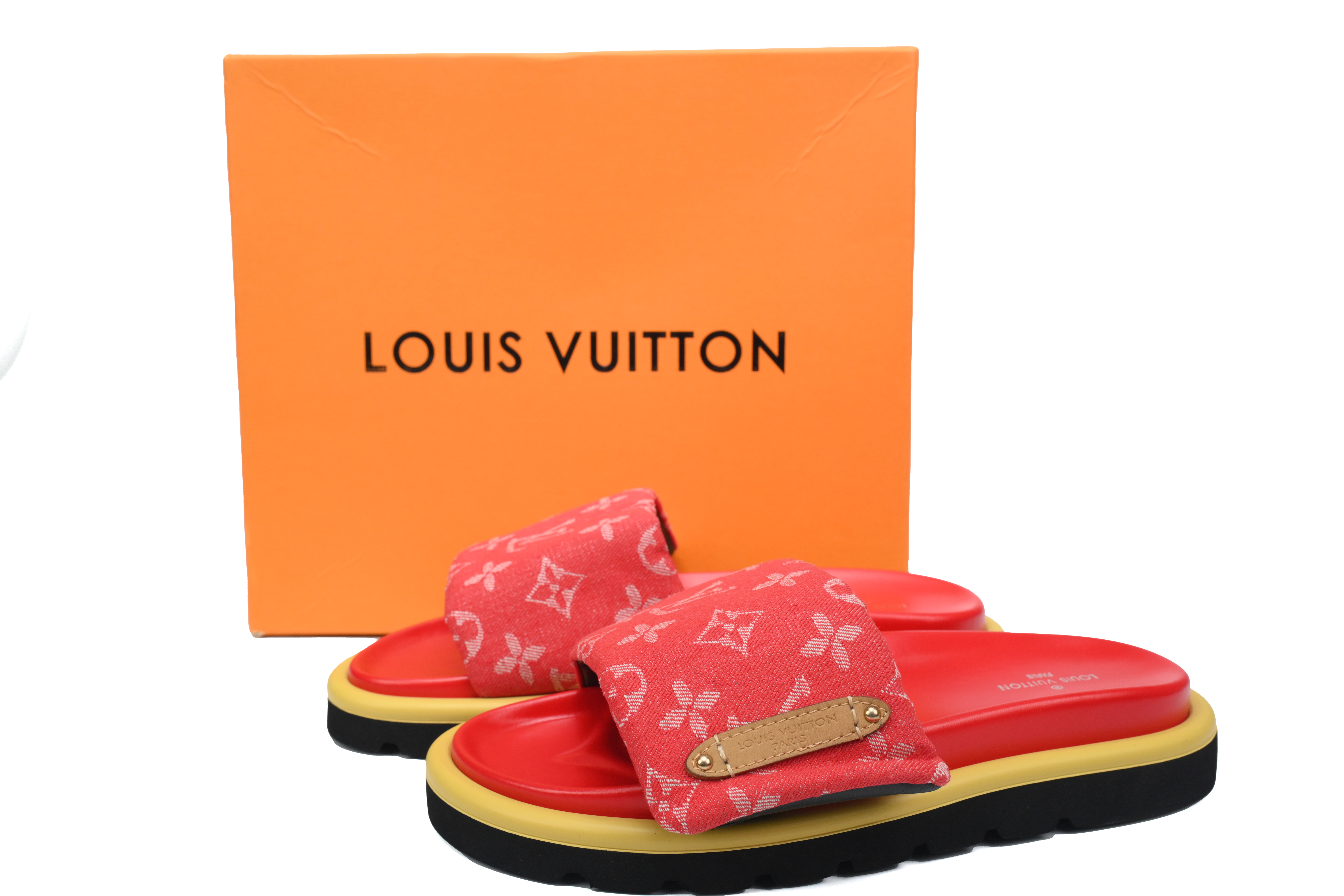Pkkicks God Batch LOUIS VUITTON Pool Pillow Comfort Red Denim