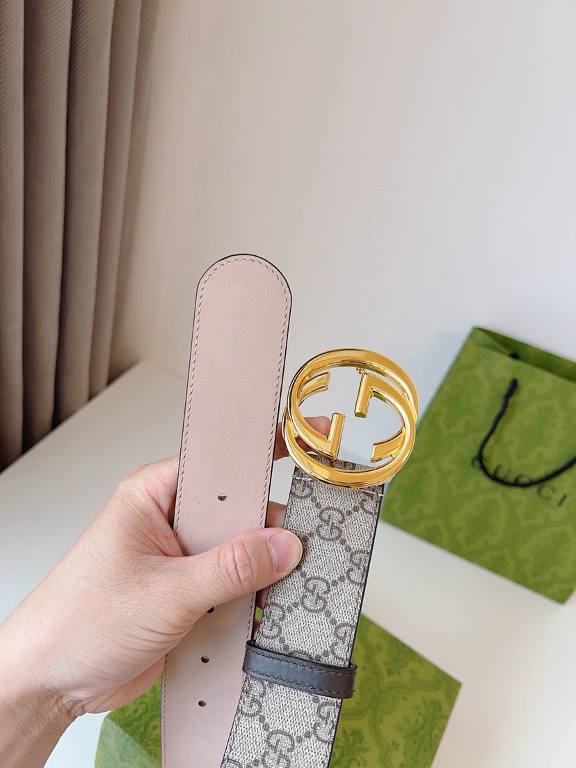 Gucci leather, it has a thick touch, with clear and distinct printed patterns. It is a fashionable and classic men's belt, a designer belt, a casual and smooth buckle belt for both women and men, with a width of 4.0 cm and with box Silver and gold