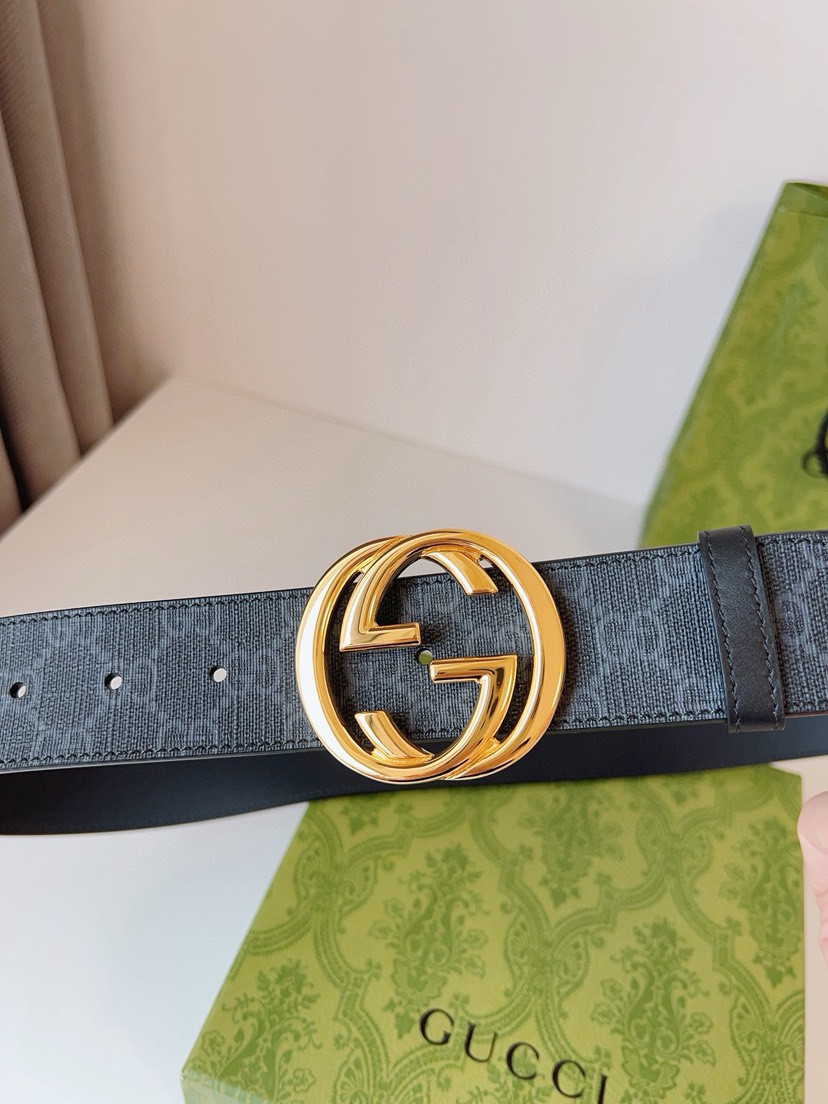 Gucci leather, it has a thick touch, with clear and distinct printed patterns. It is a fashionable and classic men's belt, a designer belt, a casual and smooth buckle belt for both women and men, with a width of 4.0 cm and with box Silver and gold