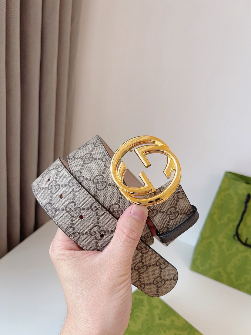 Gucci leather, it has a thick touch, with clear and distinct printed patterns. It is a fashionable and classic men's belt, a designer belt, a casual and smooth buckle belt for both women and men, with a width of 4.0 cm and with box Silver and gold