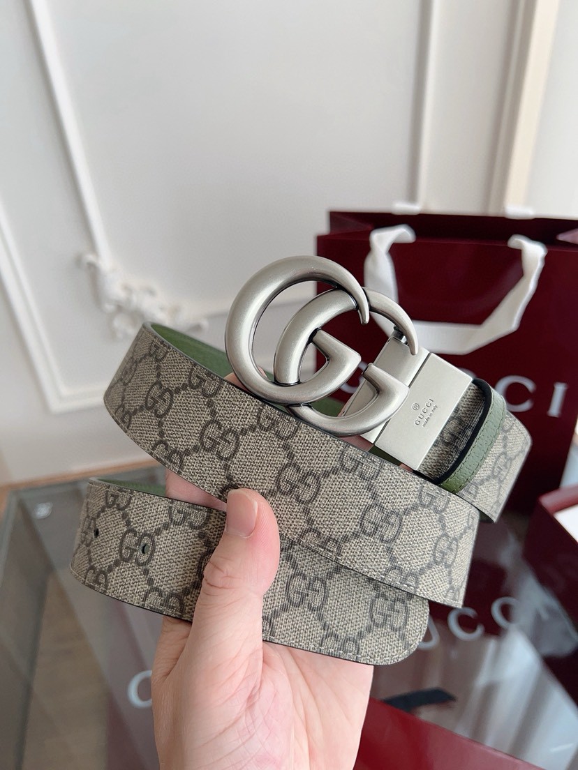 Gucci leather, it has a thick touch, with clear and distinct printed patterns. It is a fashionable and classic men's belt, a designer belt, a casual and smooth buckle belt for both women and men, with a width of 3.7 cm and with box Apricot color