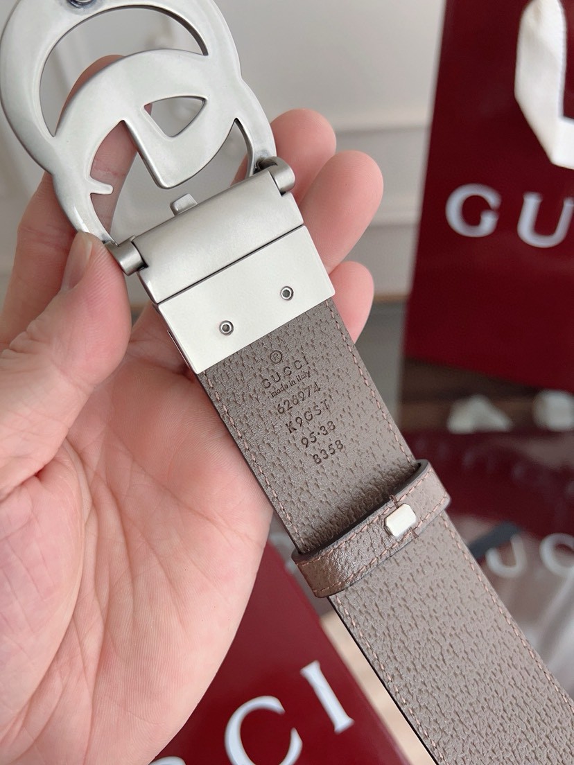 Gucci leather, it has a thick touch, with clear and distinct printed patterns. It is a fashionable and classic men's belt, a designer belt, a casual and smooth buckle belt for both women and men, with a width of 3.7 cm and with box Silver