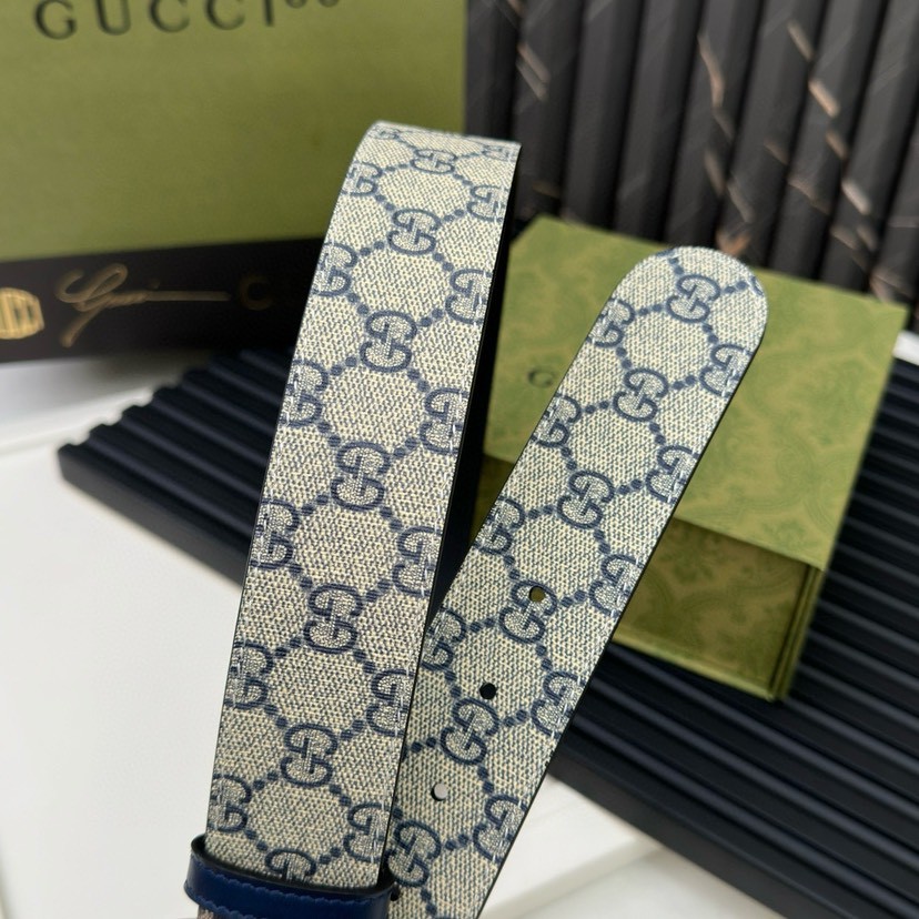 Gucci leather, it has a thick touch, with clear and distinct printed patterns. It is a fashionable and classic men's belt, a designer belt, a casual and smooth buckle belt for both women and men, with a width of 4.0 cm and with box Silver