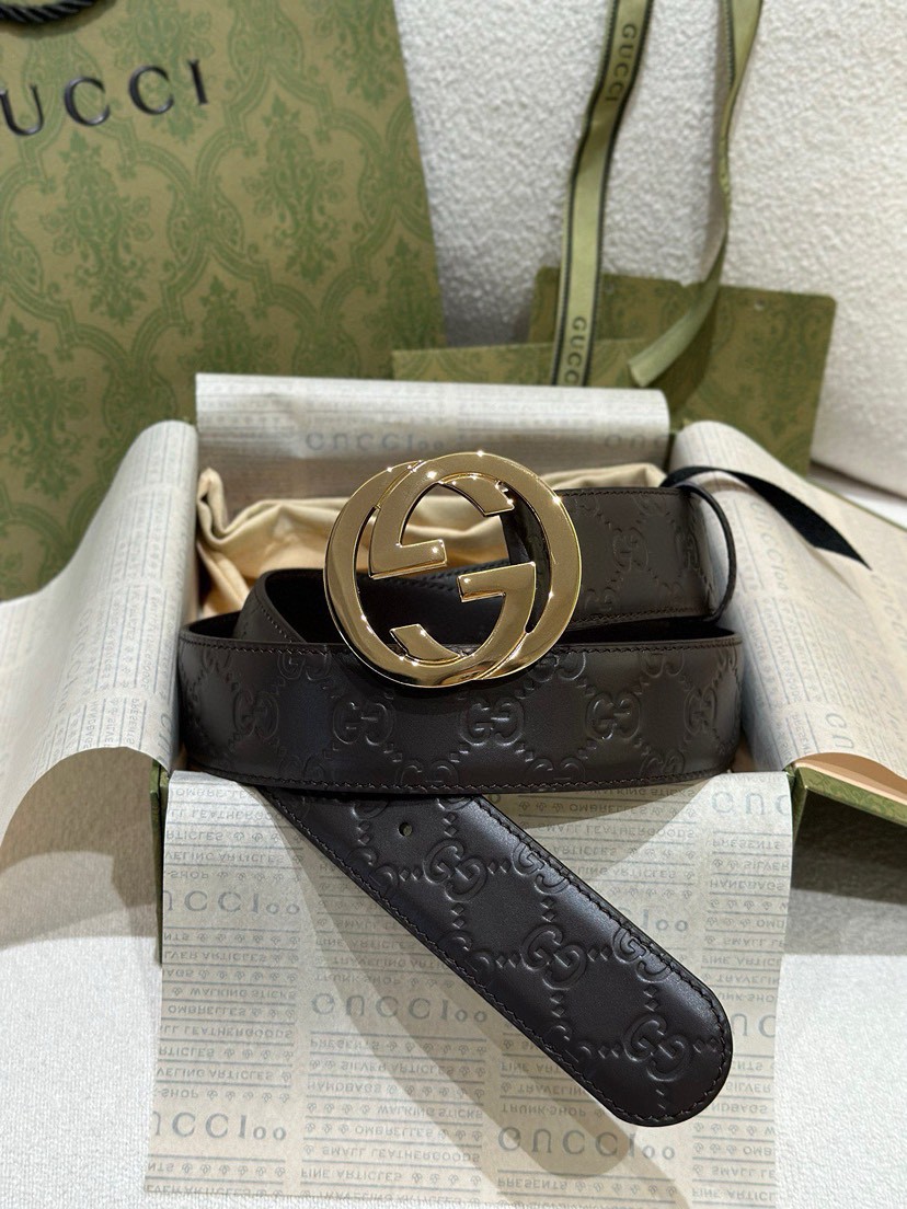 Gucci leather, it has a thick touch, with clear and distinct printed patterns. It is a fashionable and classic men's belt, a designer belt, a casual and smooth buckle belt for both women and men, with a width of 4.0 cm and with box ,Black, silver