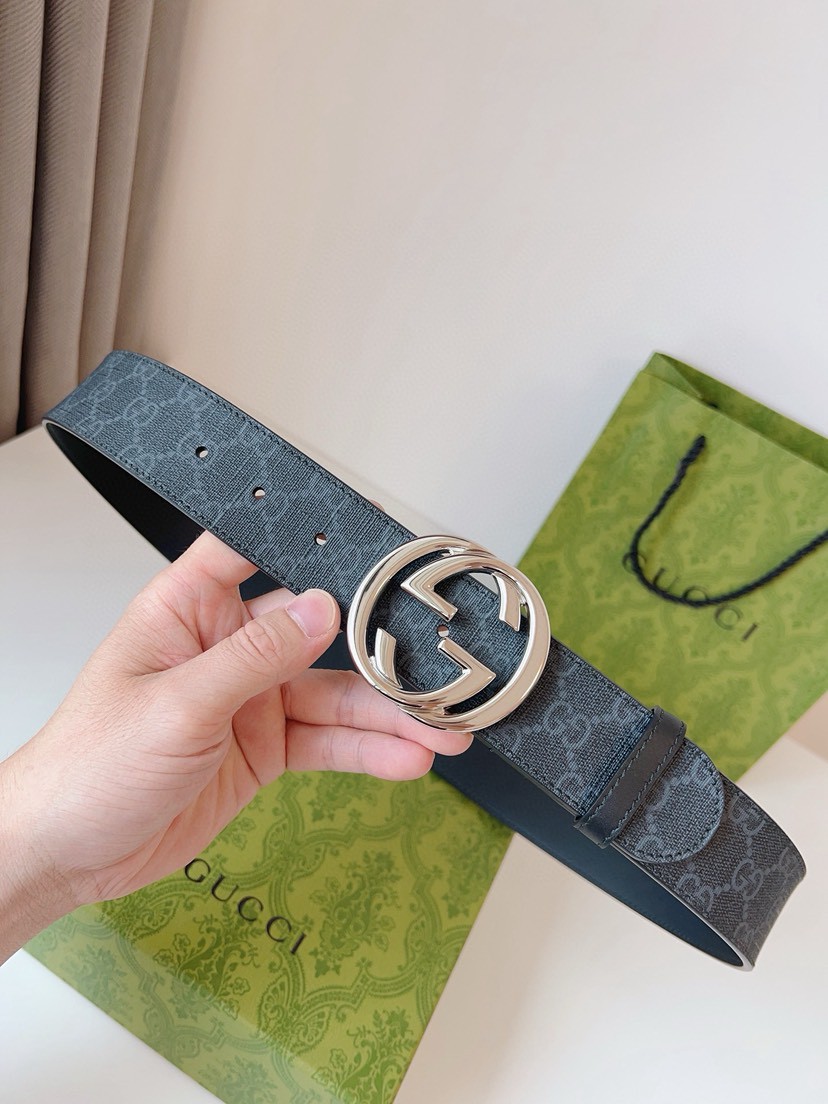 Gucci leather, it has a thick touch, with clear and distinct printed patterns. It is a fashionable and classic men's belt, a designer belt, a casual and smooth buckle belt for both women and men, with a width of 4.0 cm and with box Silver and gold