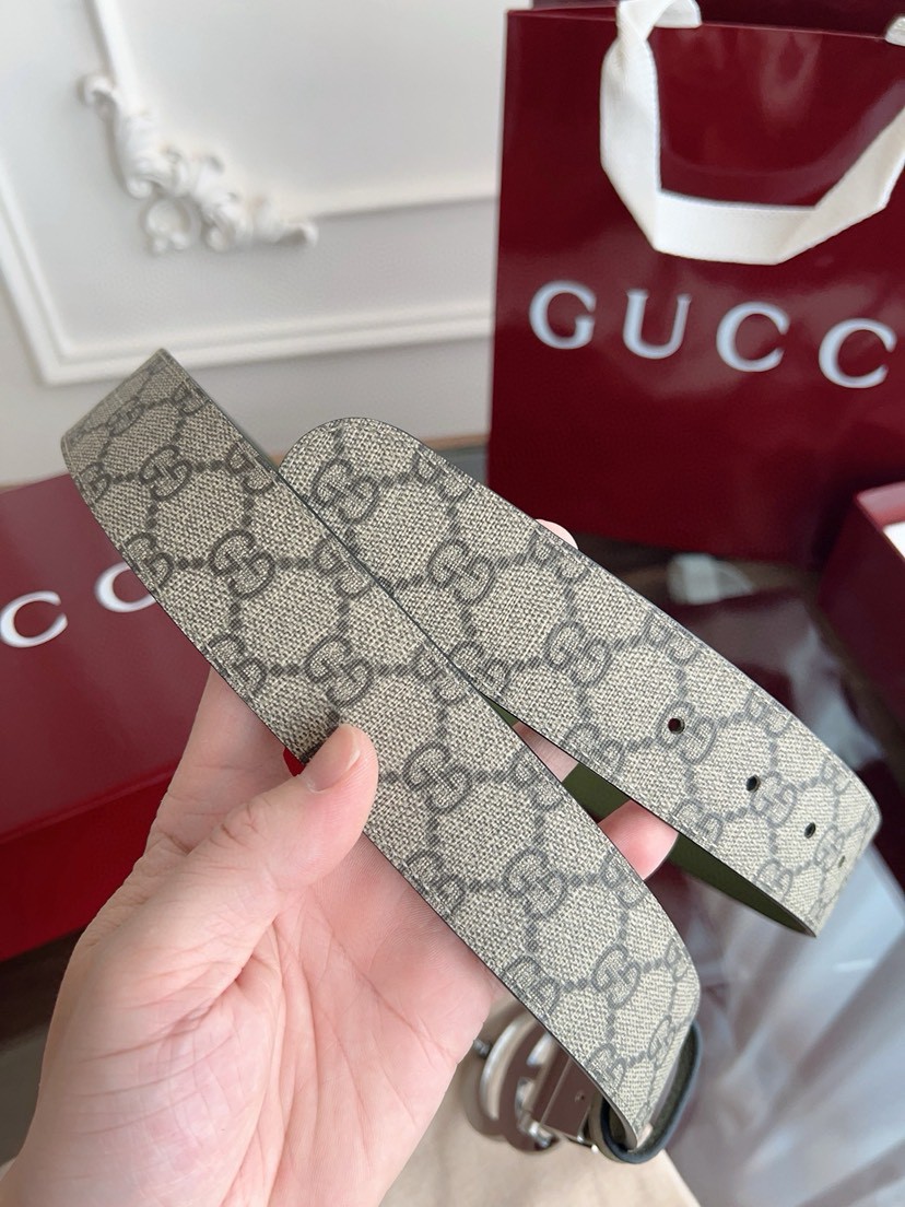 Gucci leather, it has a thick touch, with clear and distinct printed patterns. It is a fashionable and classic men's belt, a designer belt, a casual and smooth buckle belt for both women and men, with a width of 3.7 cm and with box Apricot color