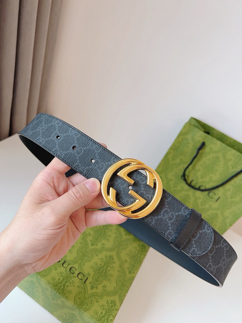 Gucci leather, it has a thick touch, with clear and distinct printed patterns. It is a fashionable and classic men's belt, a designer belt, a casual and smooth buckle belt for both women and men, with a width of 4.0 cm and with box Silver and gold