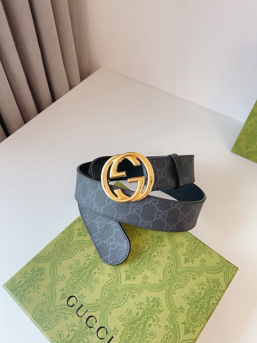 Gucci leather, it has a thick touch, with clear and distinct printed patterns. It is a fashionable and classic men's belt, a designer belt, a casual and smooth buckle belt for both women and men, with a width of 4.0 cm and with box Silver and gold