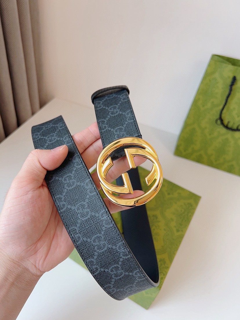 Gucci leather, it has a thick touch, with clear and distinct printed patterns. It is a fashionable and classic men's belt, a designer belt, a casual and smooth buckle belt for both women and men, with a width of 4.0 cm and with box Silver and gold