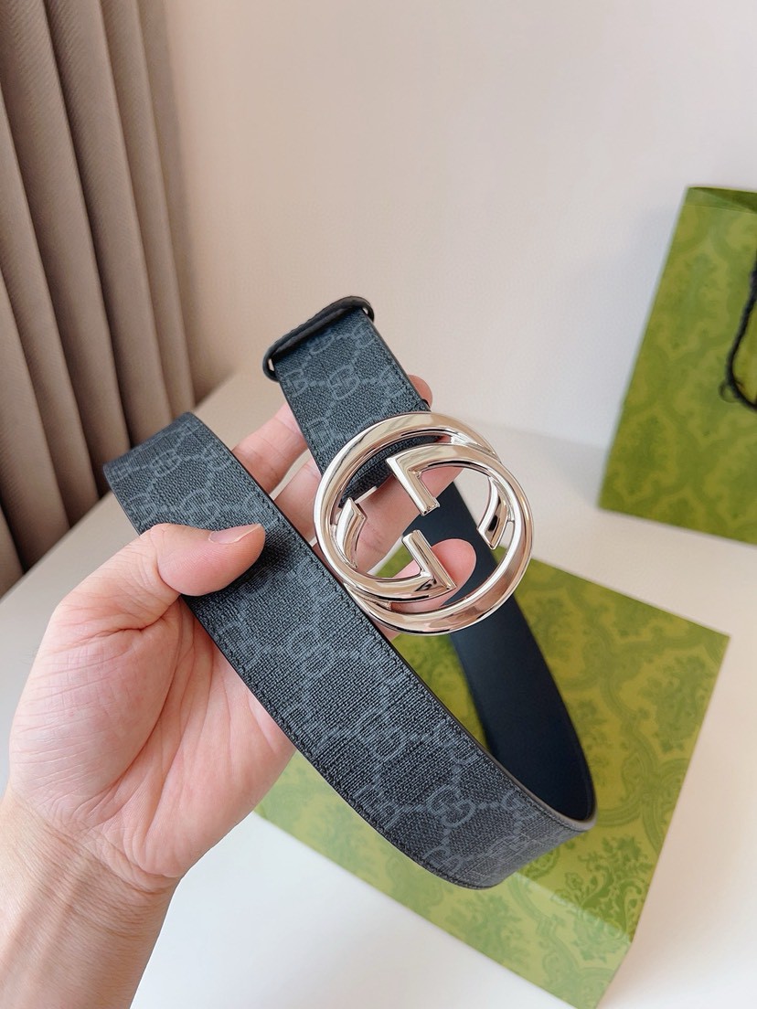 Gucci leather, it has a thick touch, with clear and distinct printed patterns. It is a fashionable and classic men's belt, a designer belt, a casual and smooth buckle belt for both women and men, with a width of 4.0 cm and with box Silver and gold