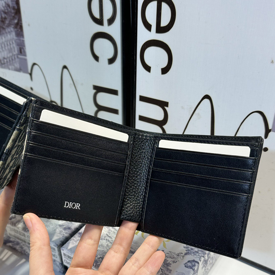 Dior Genuine Leather Designers Men Wallets Flower Card Holder Women Fashion Style Purse Mens Clutch Wallet Luxurys Man Bags With Box And Dust Bag