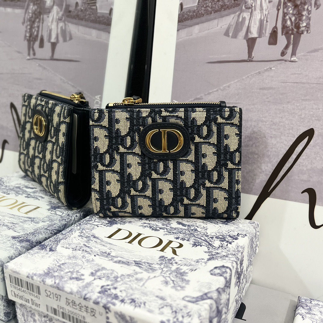 Dior Genuine Leather Designers Men Wallets Flower Card Holder Women Fashion Style Purse Mens Clutch Wallet Luxurys Man Bags With Box And Dust Bag