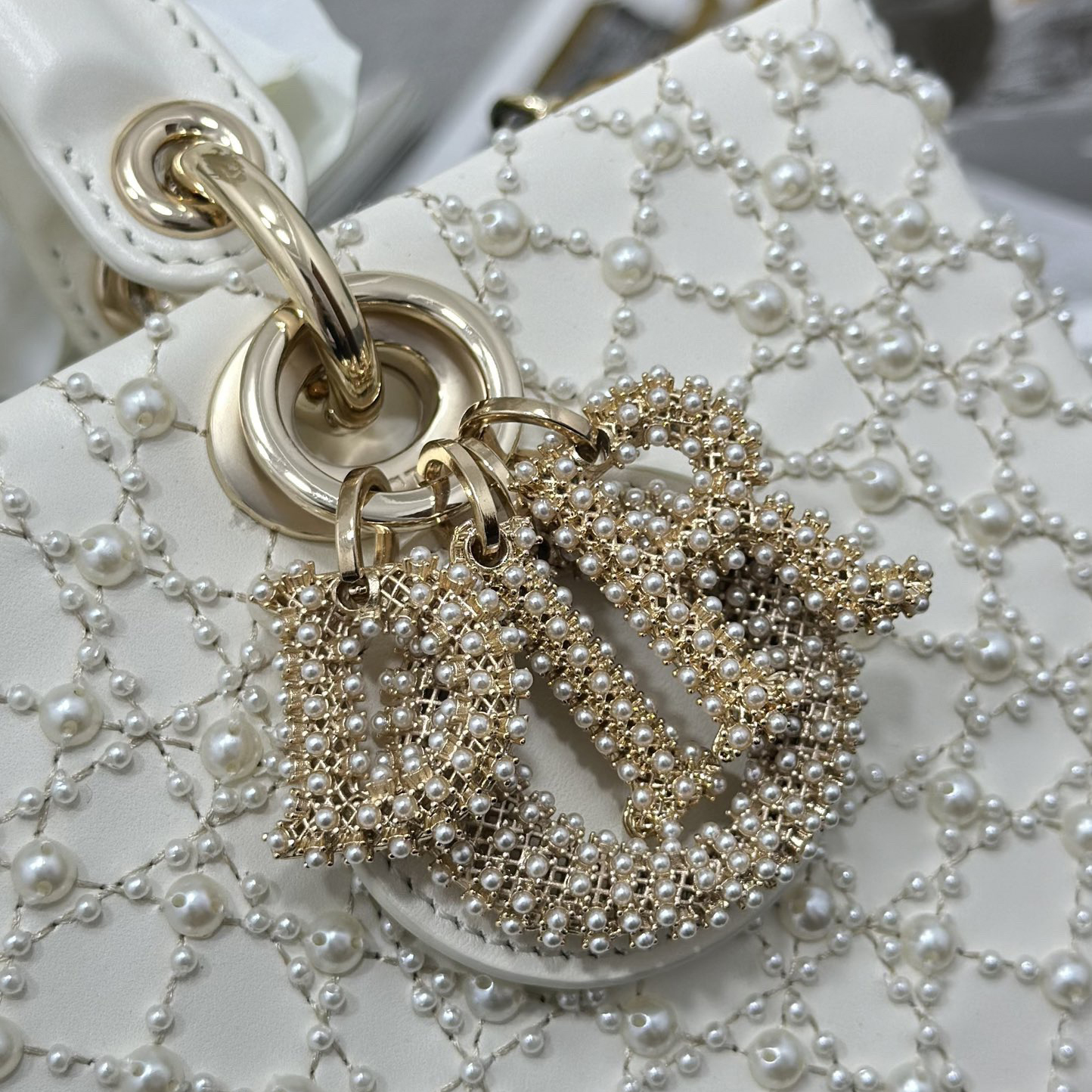 Dior Designer Shoulder Bag Makeup Bag Luxury Bags Crossbody Designer Fashion Knitted Crossbody Bags Women's Horizontal Embroidered Pearl Bag