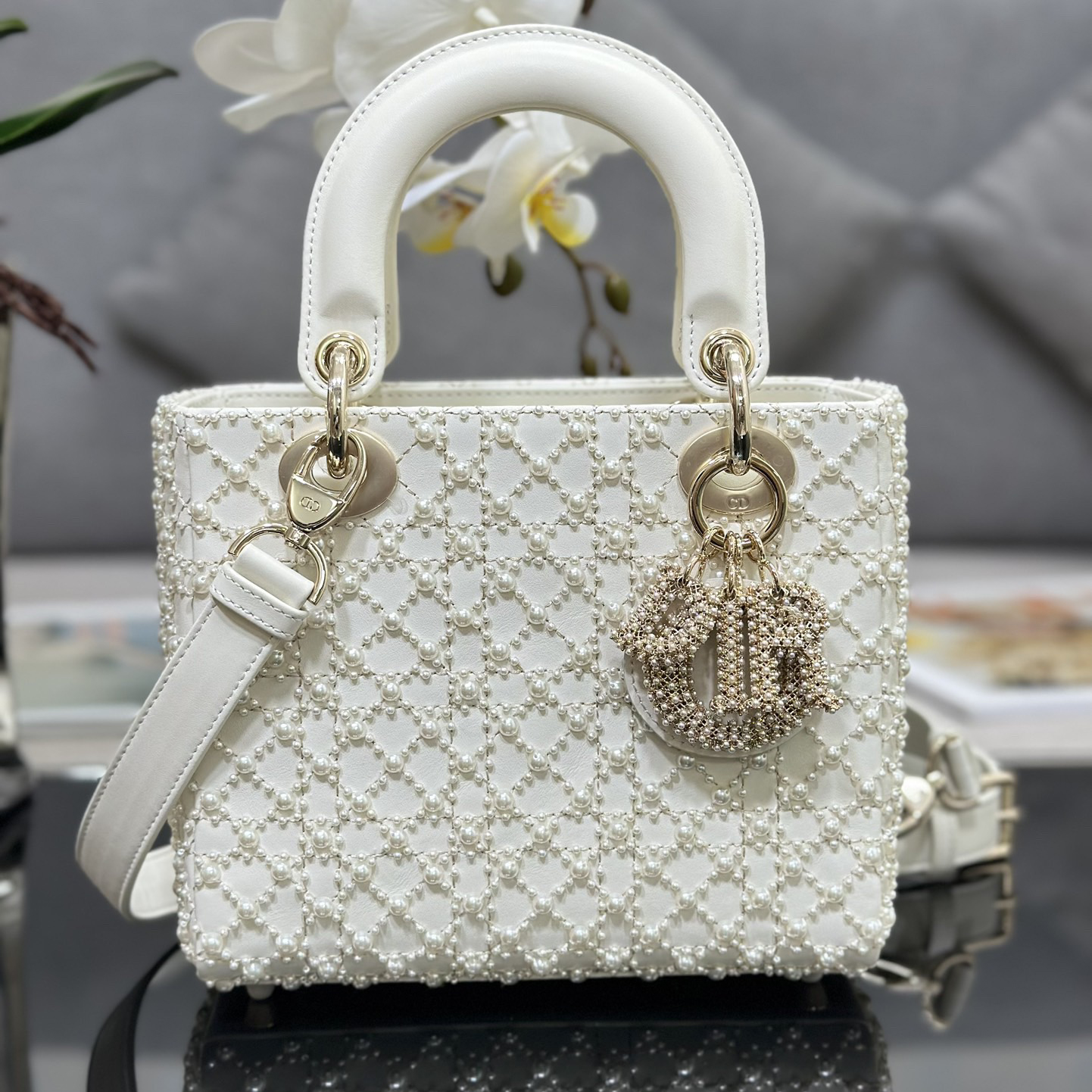 Dior Designer Bags Shoulder Bags Luxury Bags Crossbody Designer New Fashion Knitted Crossbody Bags Women's Four Grid Embroidered Pearls Bag