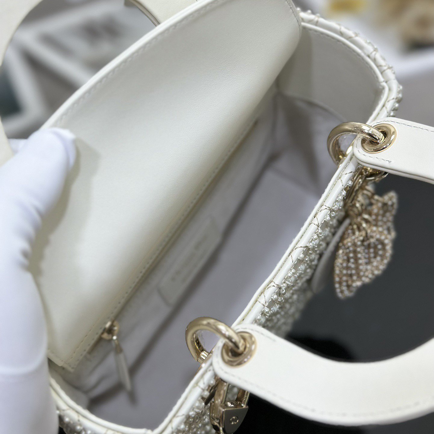 Dior Designer Bags Shoulder Bags Luxury Bags Crossbody Designer New Fashion Knitted Crossbody Bags Women's Four Grid Embroidered Pearls Bag