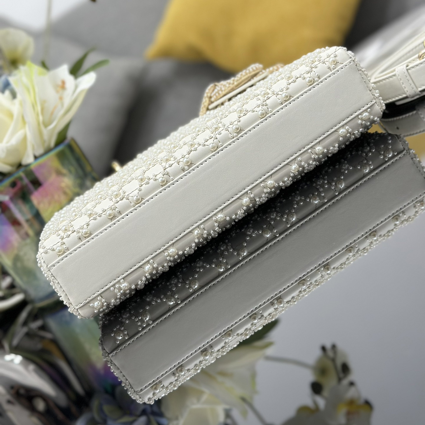 Dior Designer Shoulder Bag Makeup Bag Luxury Bags Crossbody Designer Fashion Knitted Crossbody Bags Women's Horizontal Embroidered Pearl Bag