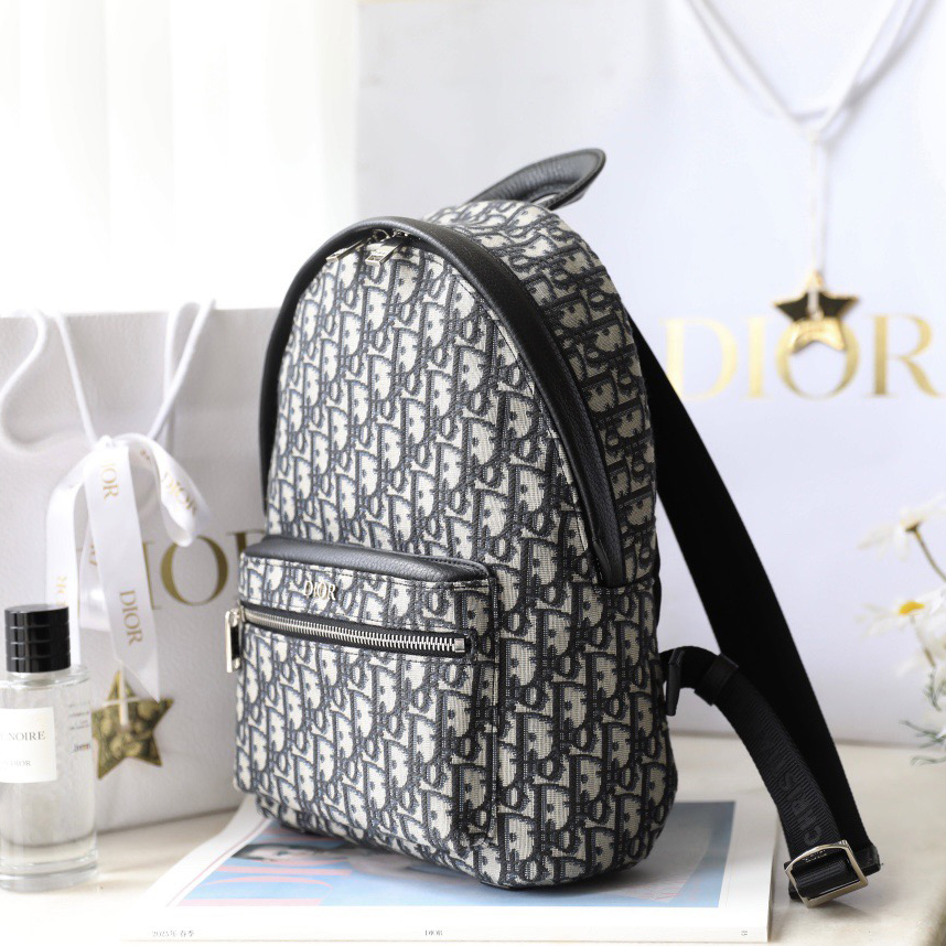 Dior Retro Vintage Floral Backpack With Leather Patchwork, Classic And Handsome Shoulder Straps, Shock-Absorbing Function, Breathable Back Mesh Backpack, Lightweight And Large Capacity