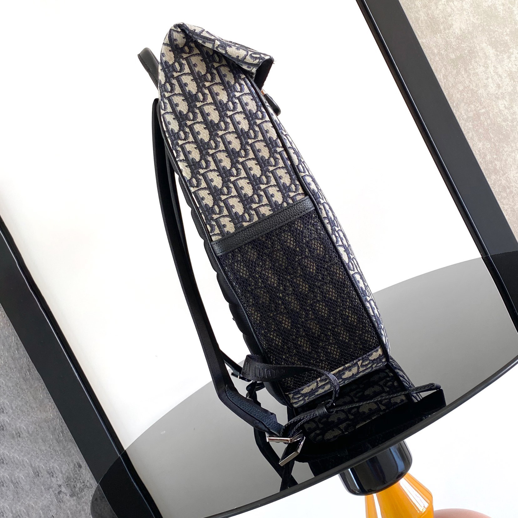 Dior Retro Vintage Floral Backpack With Leather Patchwork, Classic And Handsome Shoulder Straps, Shock-Absorbing Function, Breathable Back Mesh Backpack, Lightweight And Large Capacity