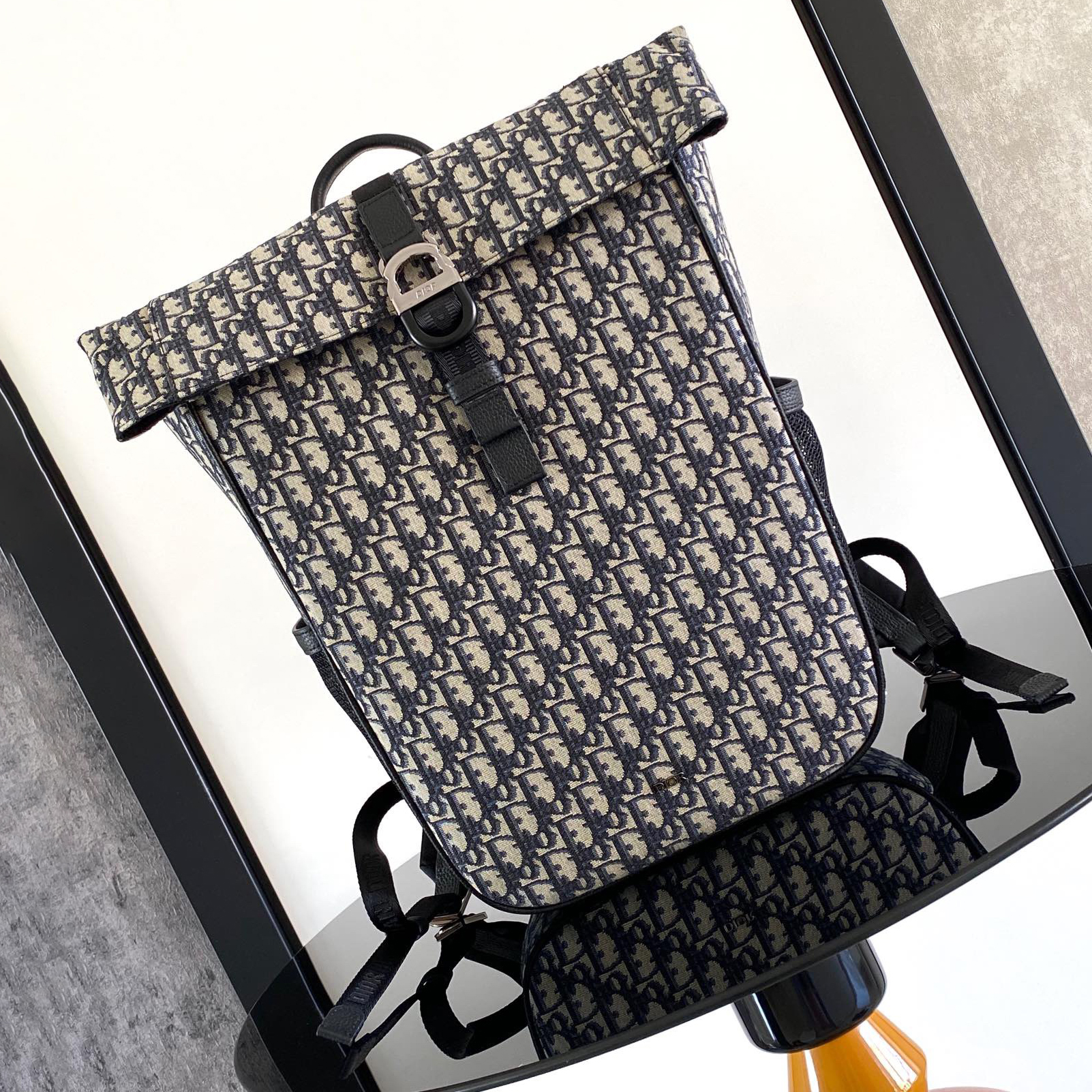 Dior Retro Vintage Floral Backpack With Leather Patchwork, Classic And Handsome Shoulder Straps, Shock-Absorbing Function, Breathable Back Mesh Backpack, Lightweight And Large Capacity