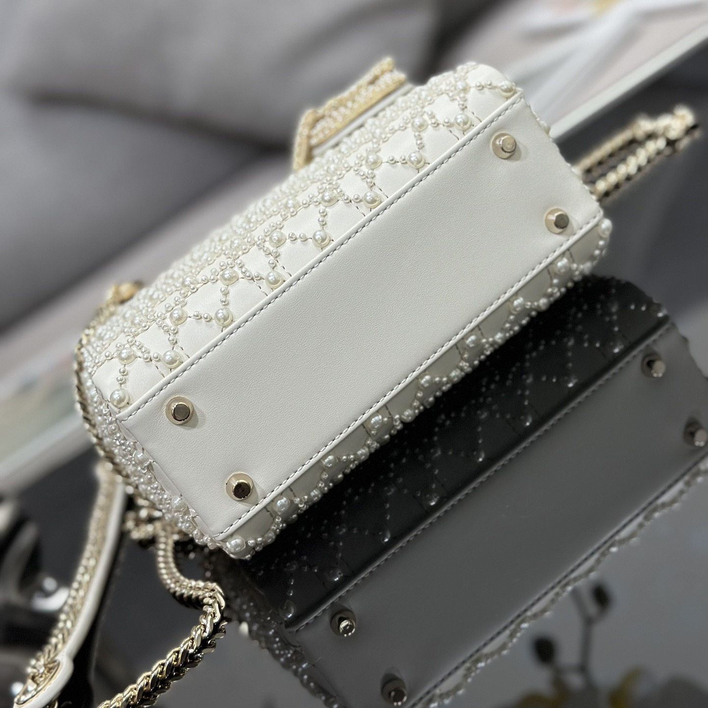 Dior Designer Shoulder Bag Makeup Bag Luxury Bags Crossbody Designer Fashion Knitted Crossbody Bags Women's Three Grid Embroidered Pearls Bag