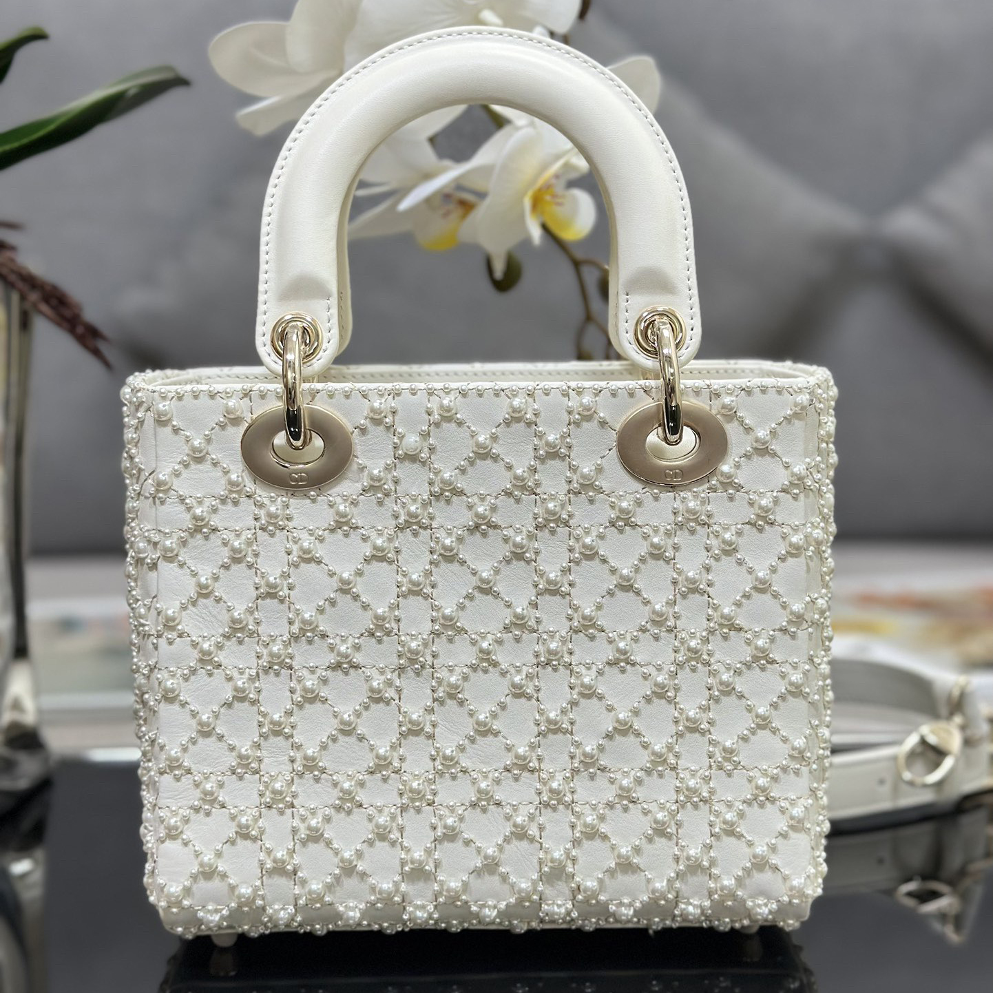 Dior Designer Bags Shoulder Bags Luxury Bags Crossbody Designer New Fashion Knitted Crossbody Bags Women's Four Grid Embroidered Pearls Bag