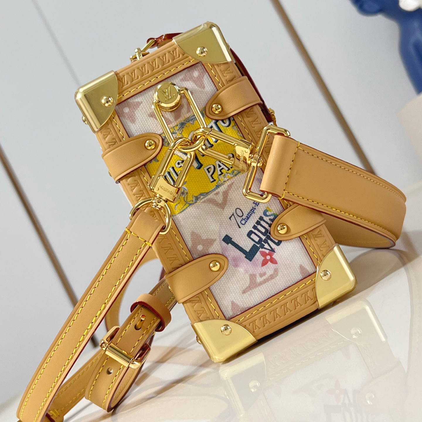 LV The Handbag Interprets Monogram Dune Elements With Retro Brushstrokes Paired With Airplane Shaped Decorations And Collage Effect Labels Luxury Bag Purse Classic Logo Women's Tramp Bag High Quality Leather Crossbody Fashion Printed Bag