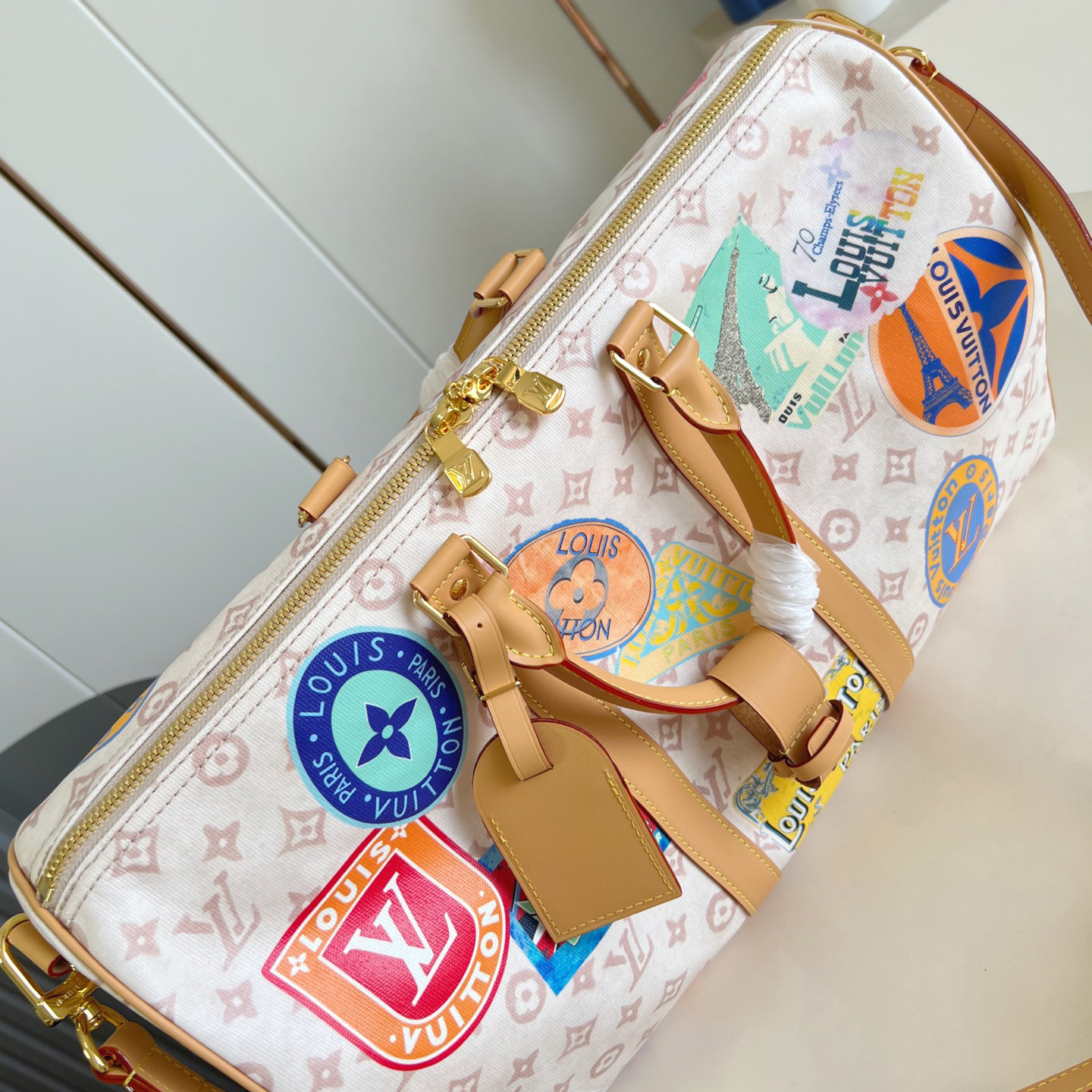 LV The Handbag Interprets Monogram Dune Elements With Retro Brushstrokes Paired With Airplane Shaped Decorations And Collage Effect Labels Luxury Bag Purse Classic Logo Women's Tramp Bag High Quality Leather Crossbody Fashion Printed Bag