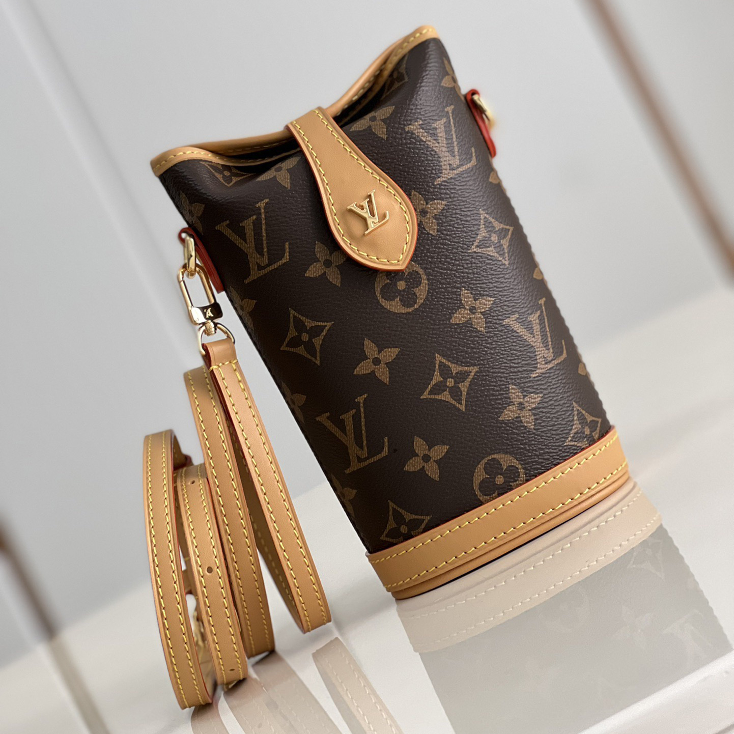 LV Designer Mini Ice Cream Cylinder Women's Shoulder Bag Luxury Bag Detachable Shoulder High Quality Leather Crossbody Fashion Bag