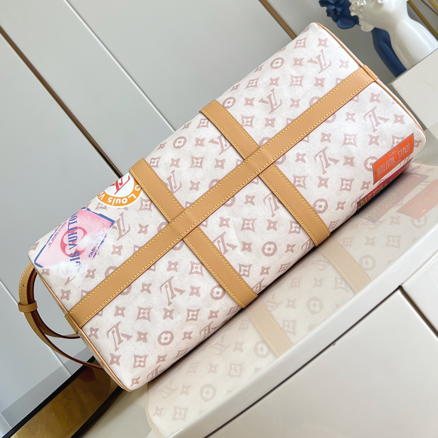 LV The Handbag Interprets Monogram Dune Elements With Retro Brushstrokes Paired With Airplane Shaped Decorations And Collage Effect Labels Luxury Bag Purse Classic Logo Women's Tramp Bag High Quality Leather Crossbody Fashion Printed Bag