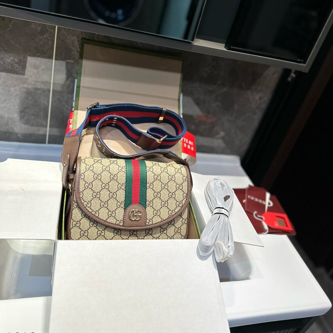 Gucci Designer Bag Shoulder Bag Crossbody Luxury Bag Ladies Purse New Tide Fashion Chain Wide Strap Shoulder Bag Hundred Texture Small Square Bag