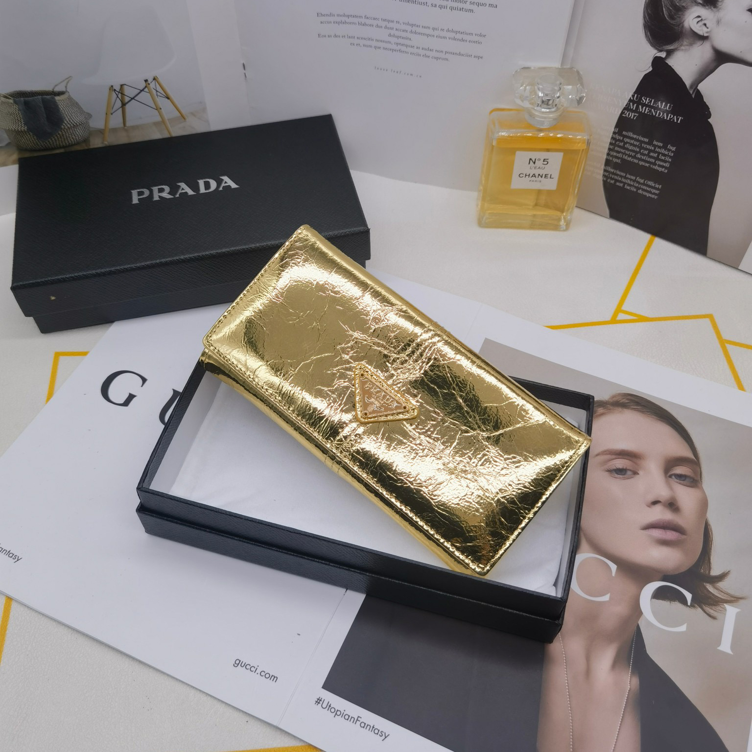 Prada Long Wallet for Women New Fashion Versatile Simple Niche Design Clutch bag Multi-Card Designer Package Slot ID Holder Bag