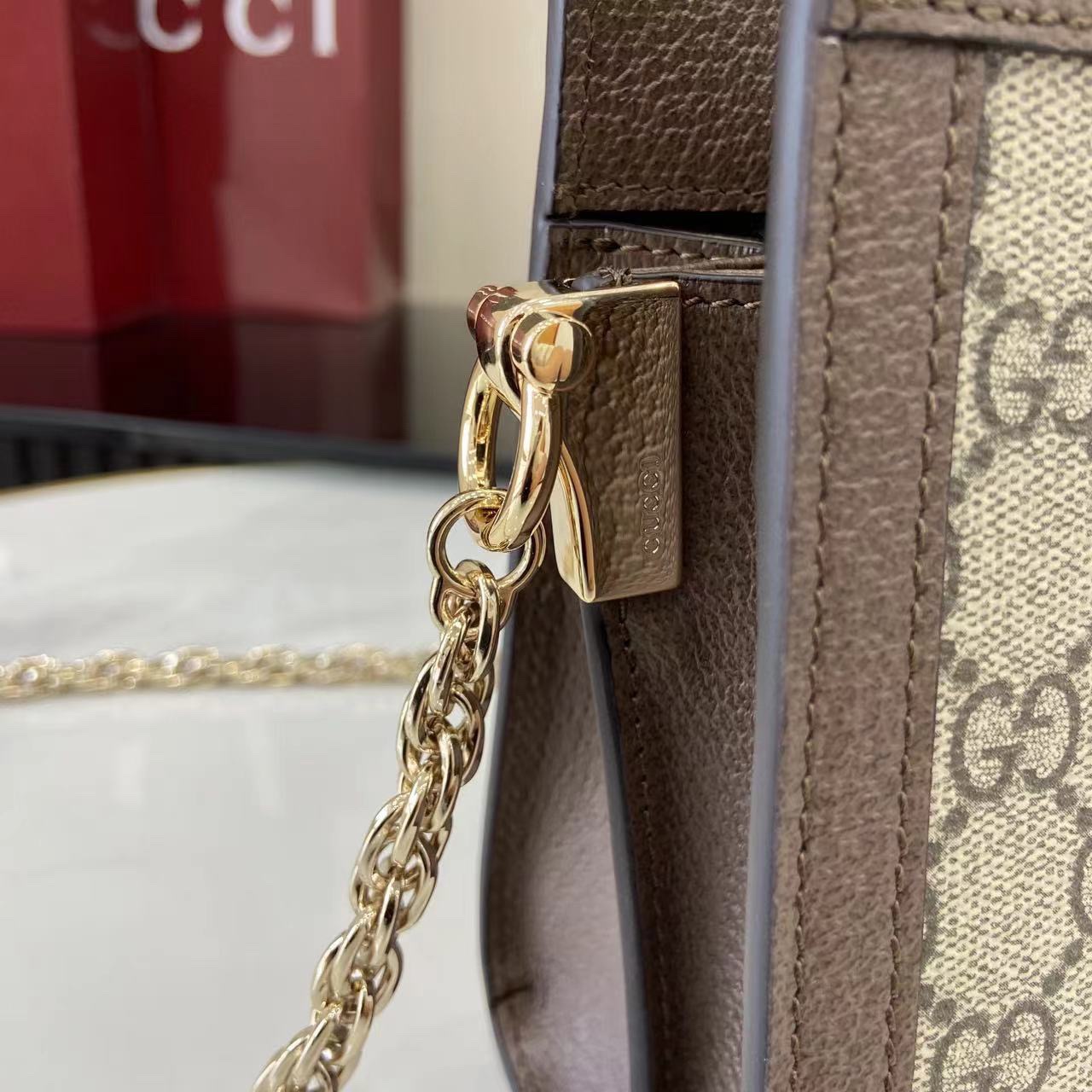 Gucci Designer Bag Shoulder Bag Crossbody Luxury Bag Ladies Purse New Tide Fashion Chain Wide Strap Shoulder Bag Hundred Texture Small Square Bag