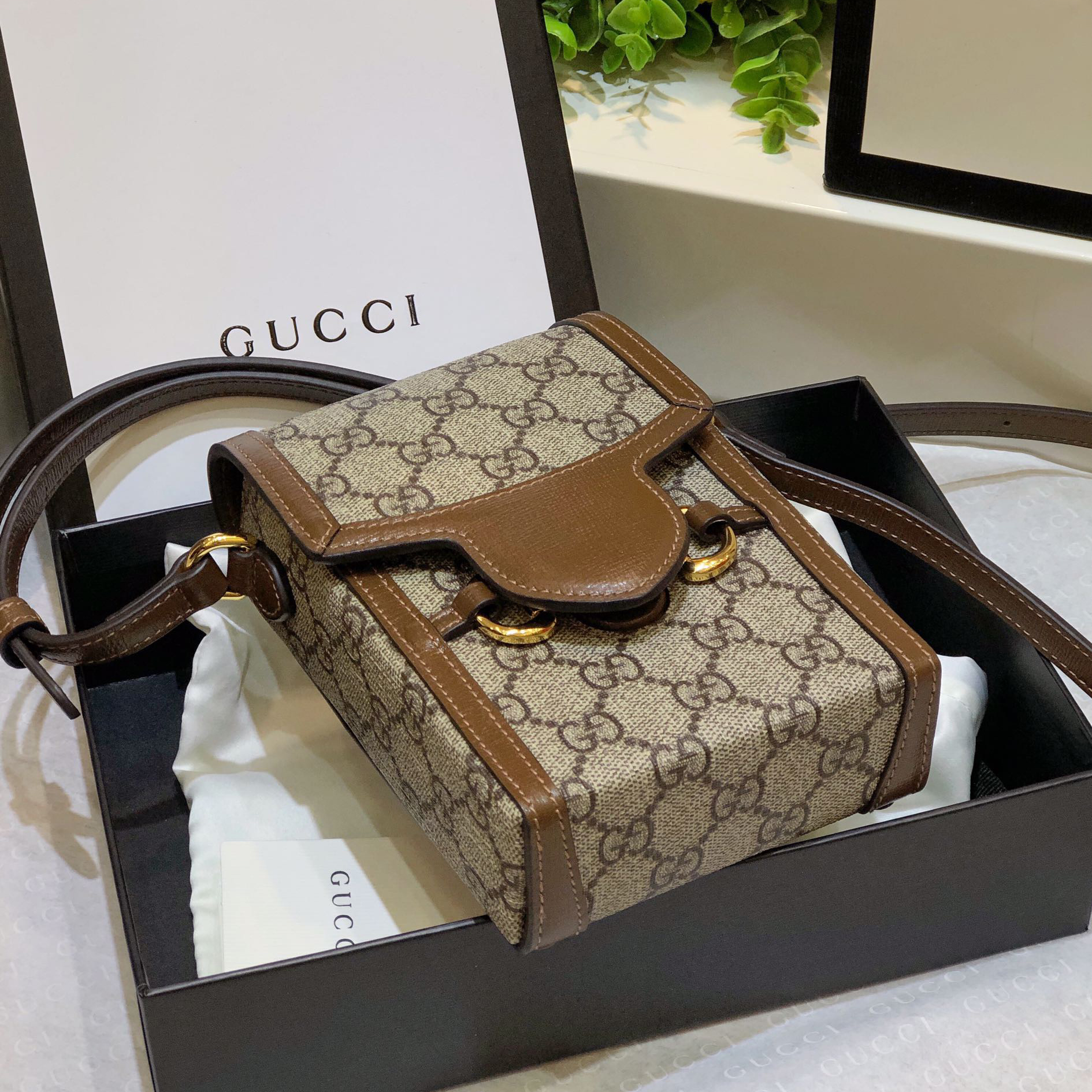 Gucci Designer Bag Shoulder Bag Crossbody Luxury Bag Ladies Purse New Tide Fashion Chain Wide Strap Shoulder Bag Hundred Texture Small Square Bag