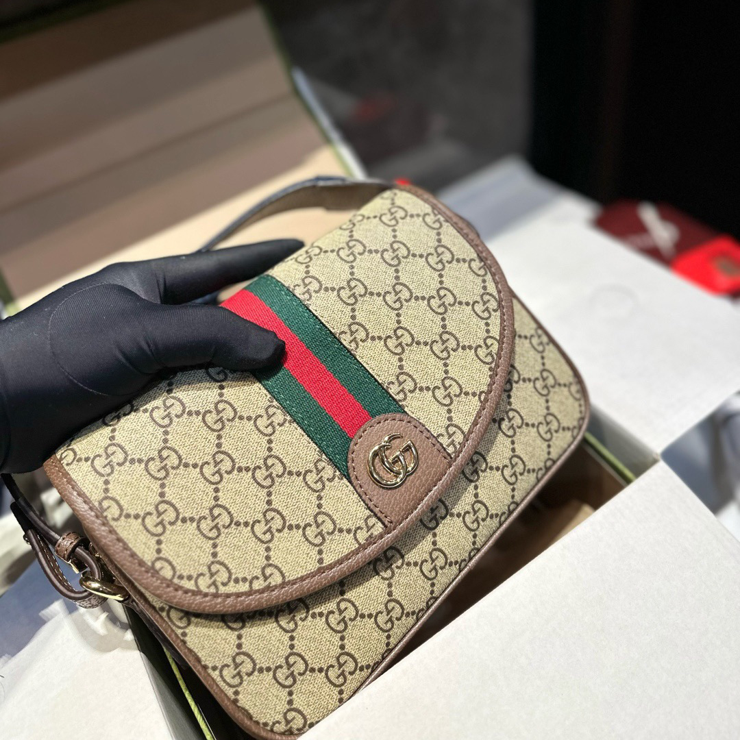 Gucci Designer Bag Shoulder Bag Crossbody Luxury Bag Ladies Purse New Tide Fashion Chain Wide Strap Shoulder Bag Hundred Texture Small Square Bag