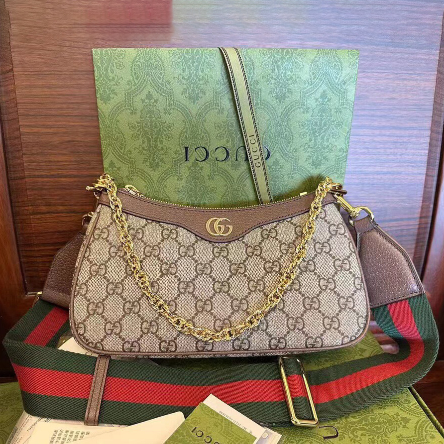 Gucci Designer Bag Shoulder Bag Crossbody Luxury Bag Ladies Purse New Tide Fashion Chain Wide Strap Shoulder Bag Hundred Texture Small Square Bag