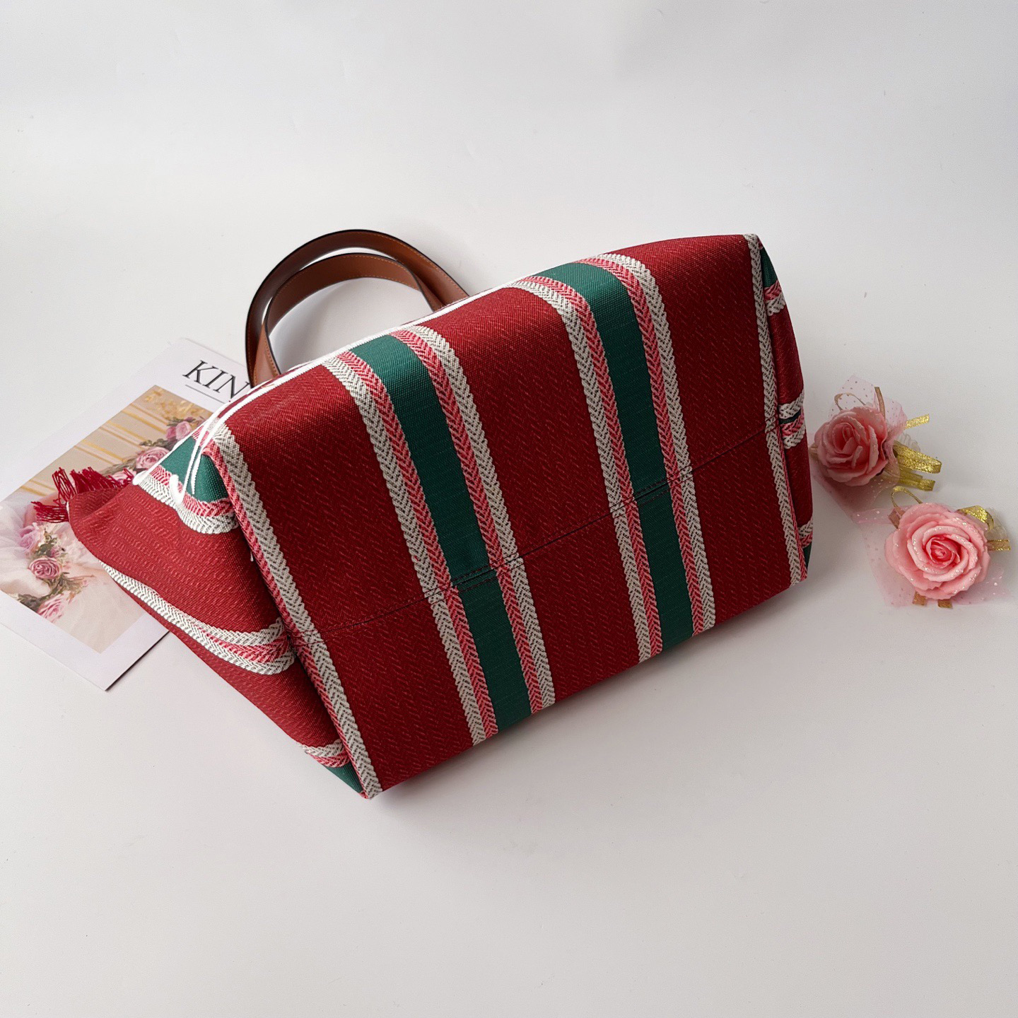 Gucci Beach Bag Saint Bart's New Women's Large Capacity Leisure Tourism Canvas Stripe Handmade Tassel Handbag Tote Bag