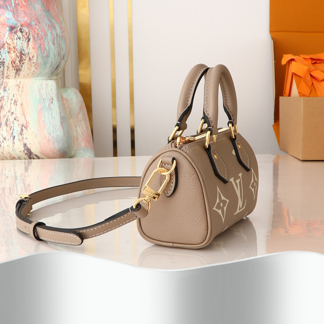 LV Designer Bag Luxury Leather Crossbody Shoulder Underarm Bag Ladies Women's Fashion Printed Chain Zipper Closure Purse