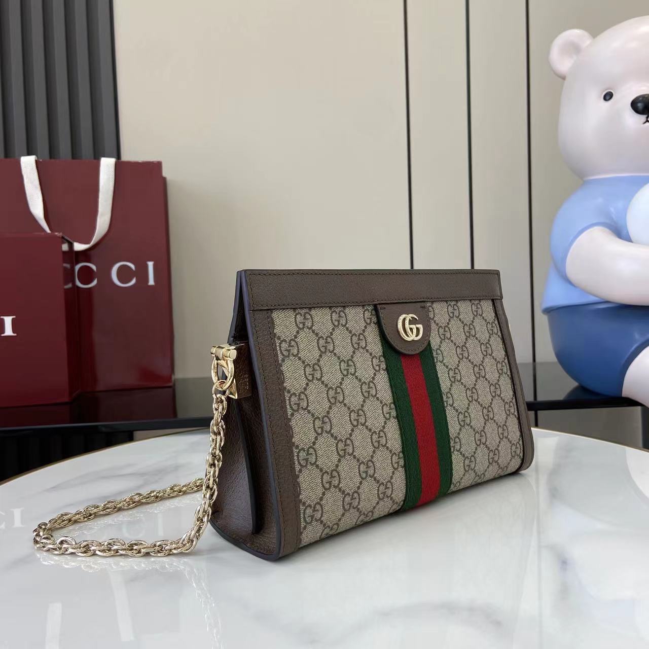 Gucci Designer Bag Shoulder Bag Crossbody Luxury Bag Ladies Purse New Tide Fashion Chain Wide Strap Shoulder Bag Hundred Texture Small Square Bag
