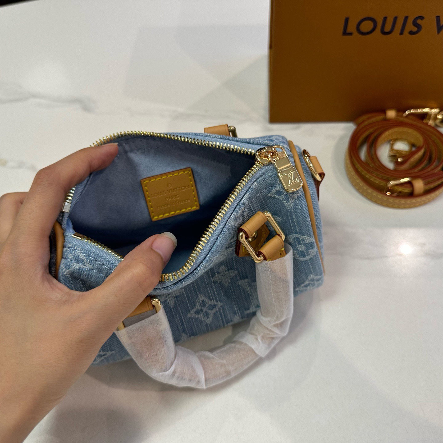 LV Designer Bag Luxury Leather Crossbody Shoulder Underarm Bag Ladies Women's Fashion Printed Chain Zipper Closure Purse