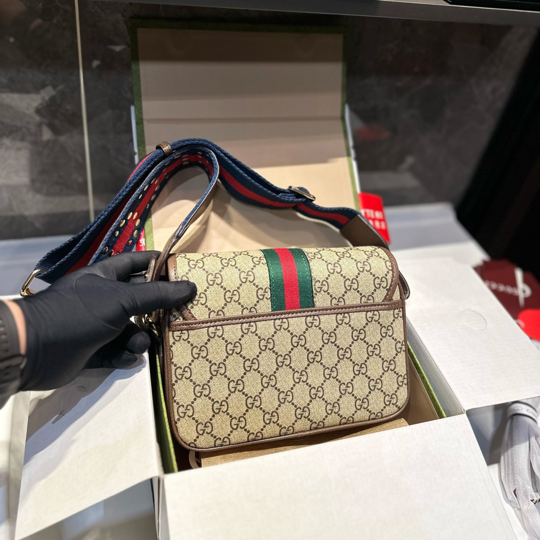 Gucci Designer Bag Shoulder Bag Crossbody Luxury Bag Ladies Purse New Tide Fashion Chain Wide Strap Shoulder Bag Hundred Texture Small Square Bag