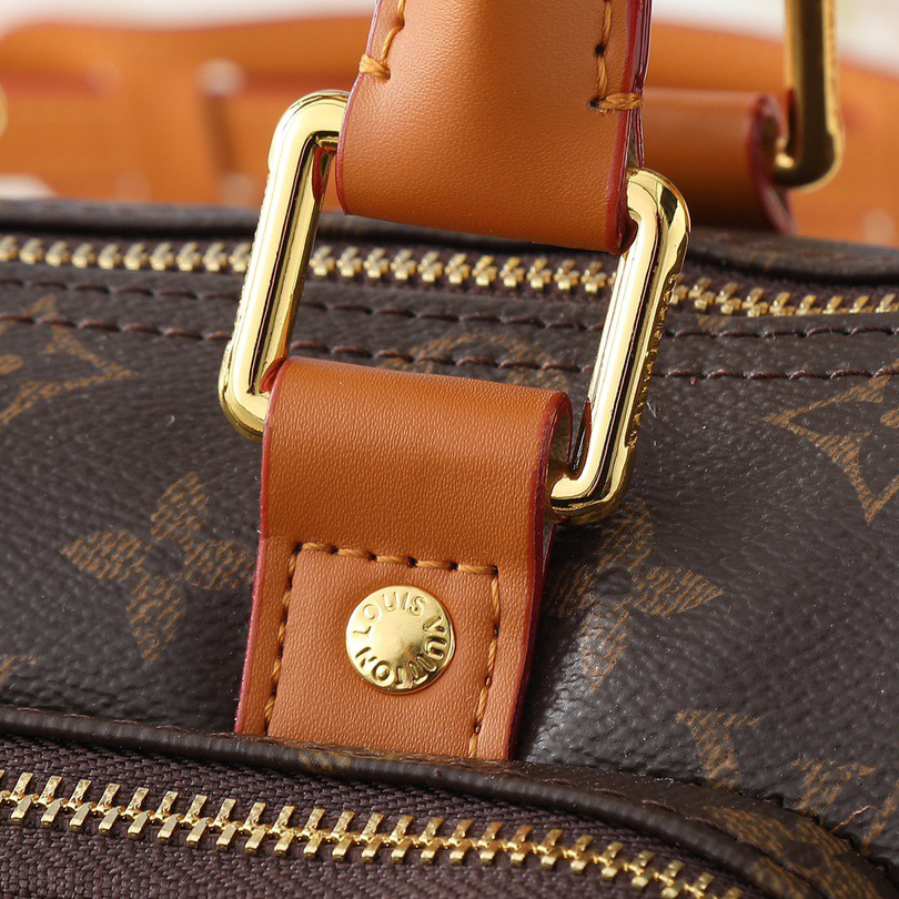 LV Designer Bag Canvas Paired With Distressed Cowhide Leather Trim Ladies Retro Style Metallic Bead Decoration Zipper Head And Detachable Leather Nameplate Fashion Luxury Bag