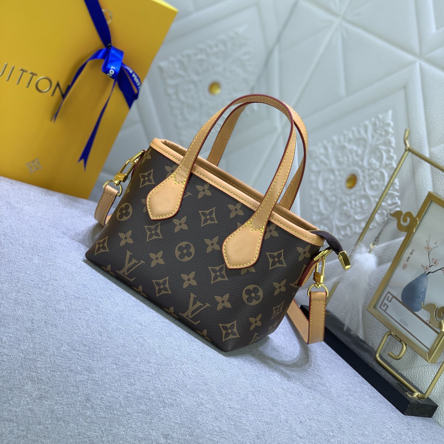 LV High Qualitys Women Lined With Linen Fabric Detachable Zipper Handbag Luxurys Handbags Ladies Designer Composite Bags Lady Clutch Bag Shoulder Tote Female Purse Wallet Hand Bag