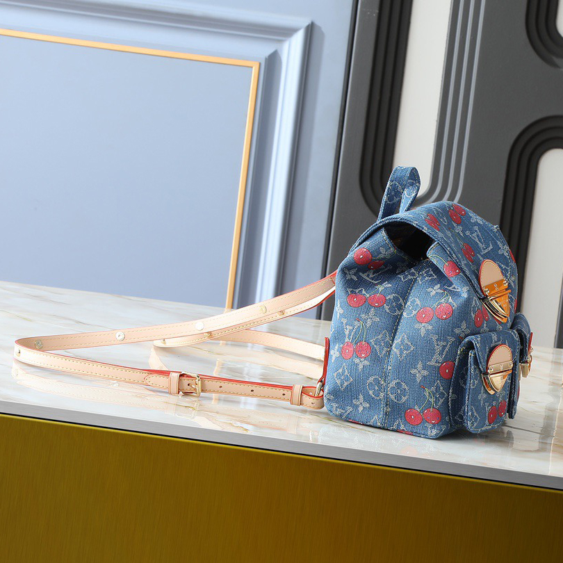 LV High Qualitys Women Bags Denim Backpack Leather Outlines Slender Shoulder Straps Bright Buckle Lights Up The Flip Cover And Outer Bag Female Purse Wallet Hand Bag