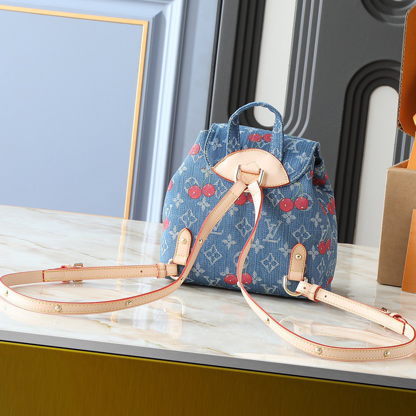 LV High Qualitys Women Bags Denim Backpack Leather Outlines Slender Shoulder Straps Bright Buckle Lights Up The Flip Cover And Outer Bag Female Purse Wallet Hand Bag