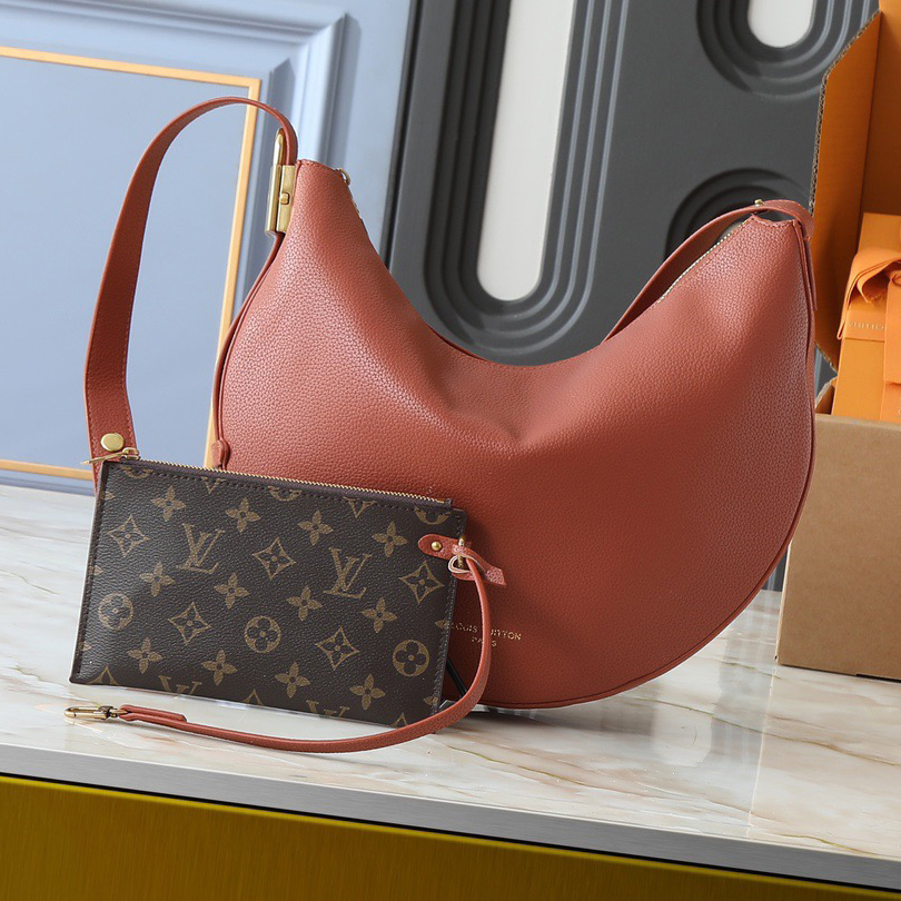 LV High Quality Women Shoulder Bags Luxury Soft cowhide will present a unique color with the passage of time Ladies Clutch Bag made of vintage metal padlocks and detachable and switchable multiple carrying methods Shoulder