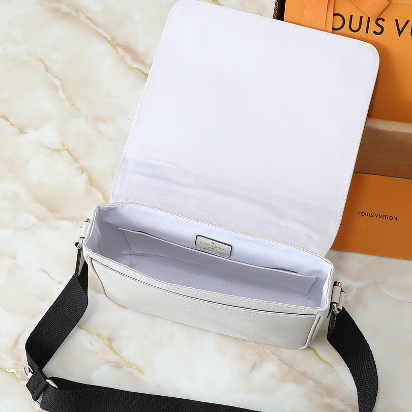 LV High Quality Women Shoulder Bags Luxury Postman Bag Is Made Of Damier Infini Coated Canvas, Paired With Magnetic Buckle Opening And Zipper Back Pocket Ladies Clutch Bag Adjustable Shoulder Strap With Louis Vuitton Logo Shoulder Bag